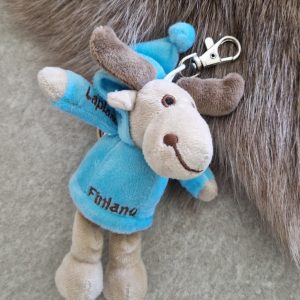 Sleeping deer backpack decoration, light blue