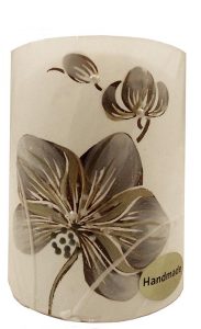 CANDLE, CYLINDER, WHITE BASE, FLOWER '&QUOT;NET PRICE&QUOT;'