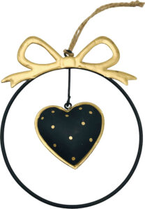 HEART, DANGLING BLACK / GOLD, 13 CM 'NET'