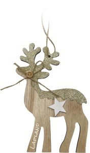 REINDEER HANGING GLITTER + LAPLAND 12X18CM