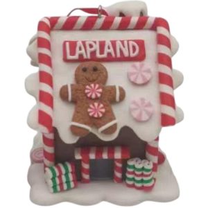 PEPPERKAKEHUS, 7,5 CM GAMMEL MANN PÅ TAKET, LED-LYS