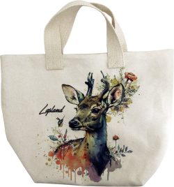 HANDBAG/FABRIC, REINDEER HEAD/ROSES