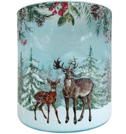 CANDLELIGHT HOLDER, REINDEER, ICE BLUE 9 CM