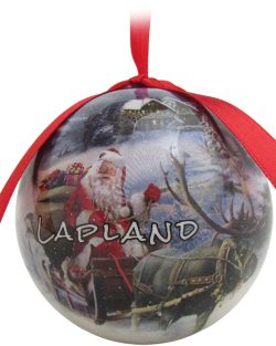 CHRISTMAS BAUBLE, SANTA WITH A DRAWN LAPLAND/FINLAND