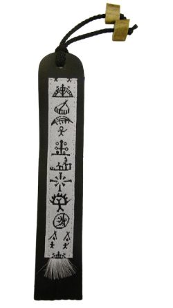 BOOKMARK, BLACK LEATHER RIBBON / REINDEER BONE