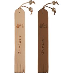 BOOKMARK, LEATHER, BROWN AND WHITE REINDEER / LAPLAND