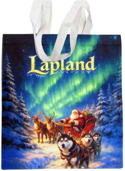 CANVAS BAG, SANTA ON A Sled/HUSKY/AURORA