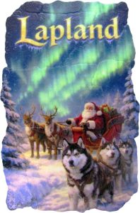 MAGNET, FRESCO, SANTA IN A SLEEP/HUSKY/AURORA