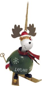 SKIING REINDEER, METAL DECORATION+LAPLAND