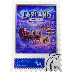 MAGNET, POSTAGE STAMP, SANTA ON A Sled/NORTHERN FIRE