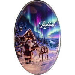 MAGNET, OVAL, SANTA/REINDEER/NORTHERN LIGHTS LAPLAND